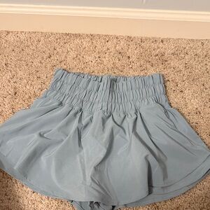 Light Blue Ruffled Shorts